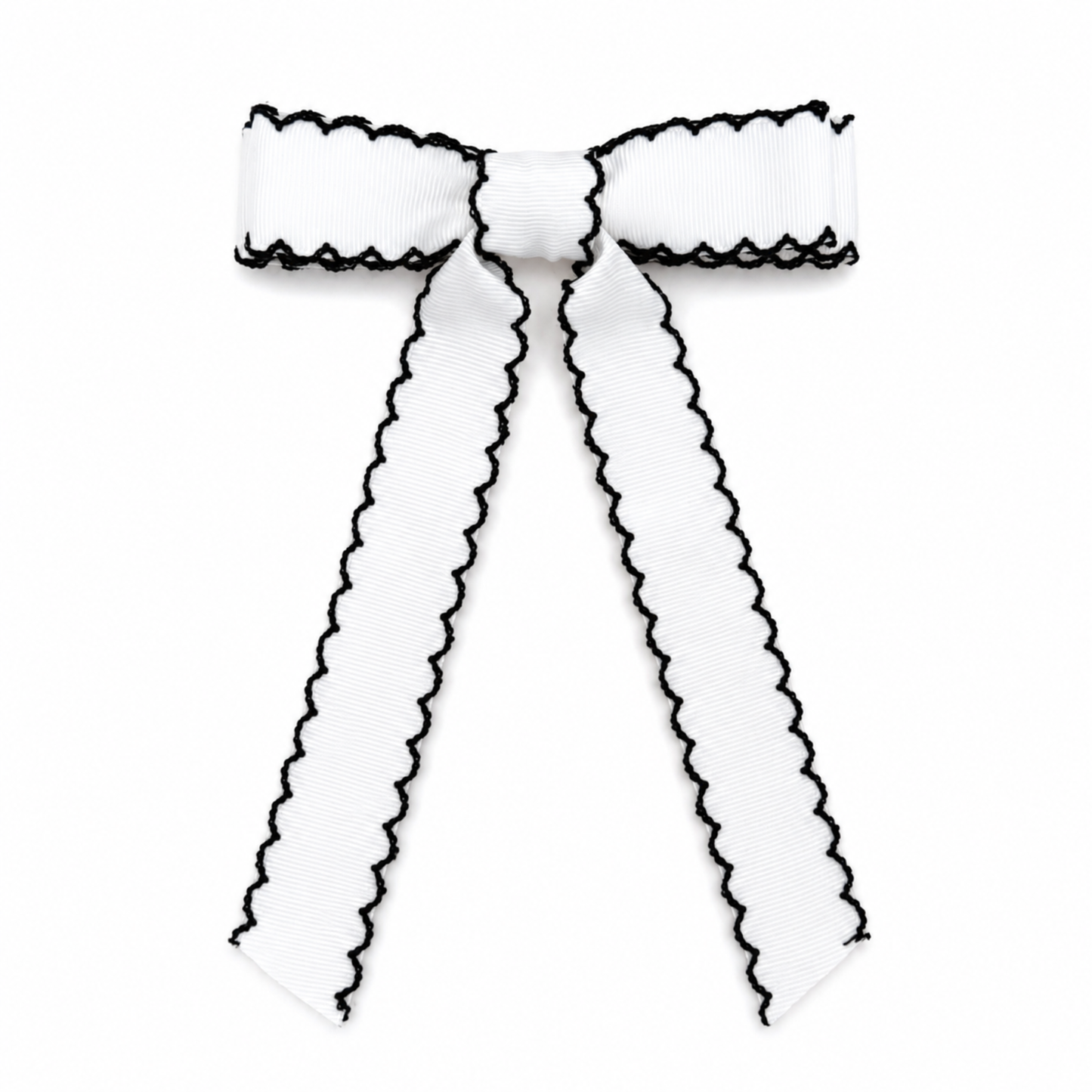 Scalloped Stitch Ribbon Bow Hair Clip – Playful Statement
