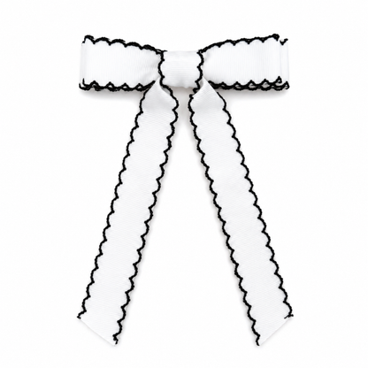 Scalloped Stitch Ribbon Bow Hair Clip – Playful Statement