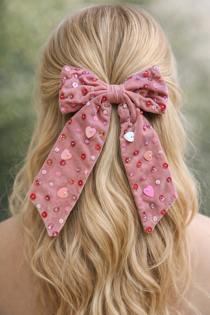 My Valentine Velvet Hair Bow