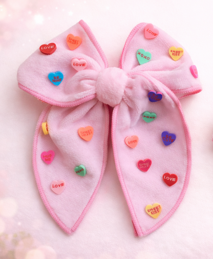 Velvet Hair Bow - Cupid's Crush