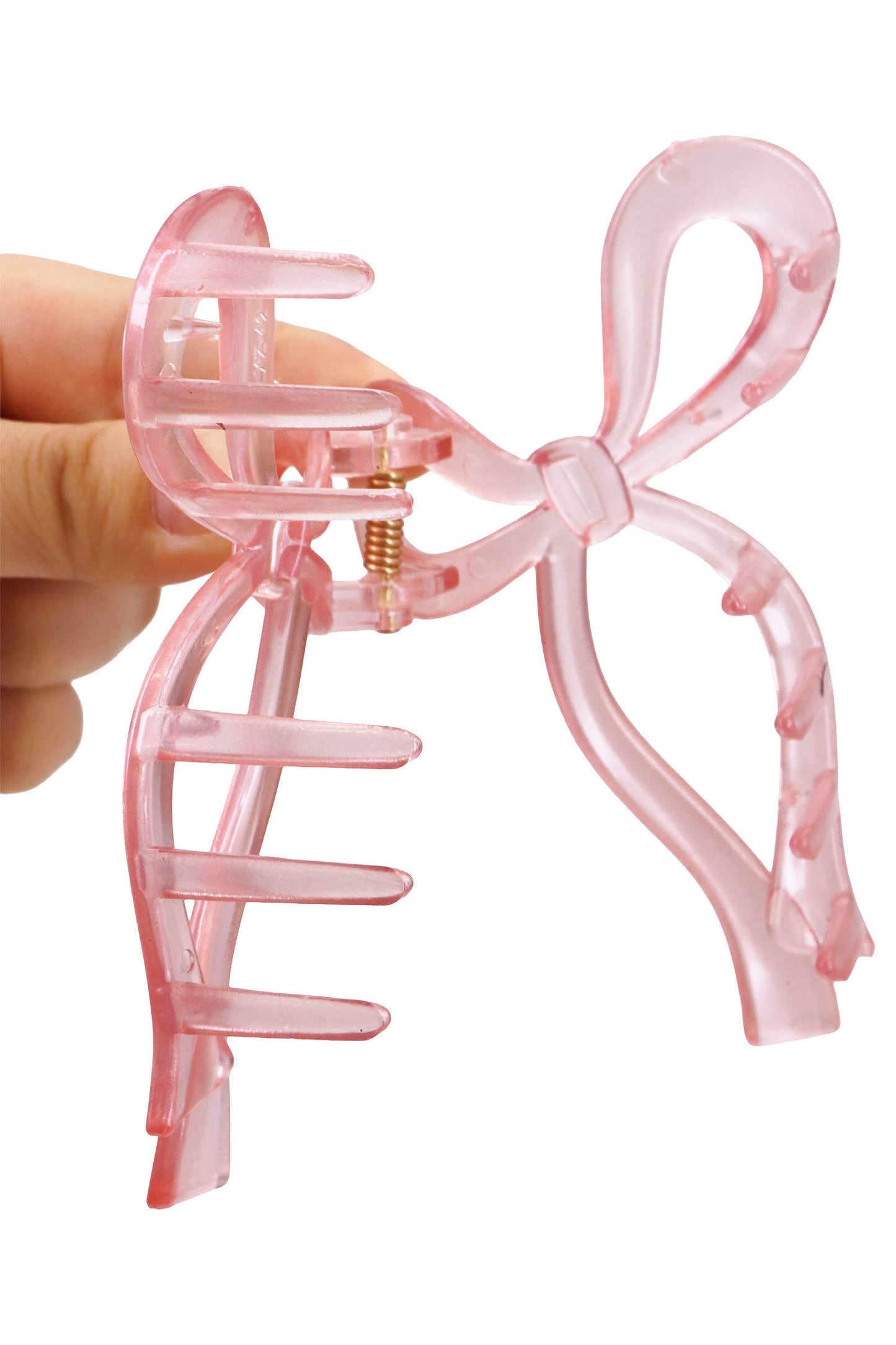 Pastel Jelly Clear Wavy Ribbon Bow Hair Claw