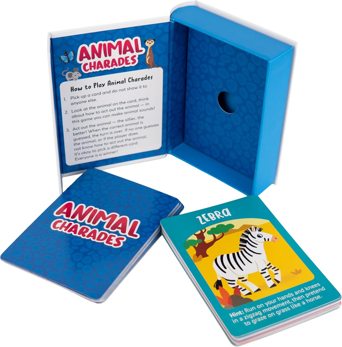 Animal Charades Flash Card Game for Kids - 50 Cards