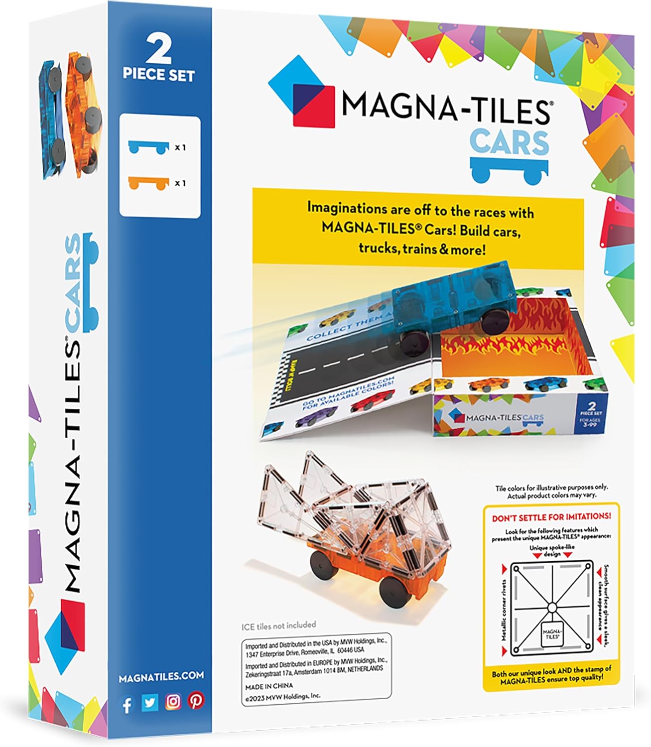 Magnatiles Cars: Blue ana Orange. 2 piece