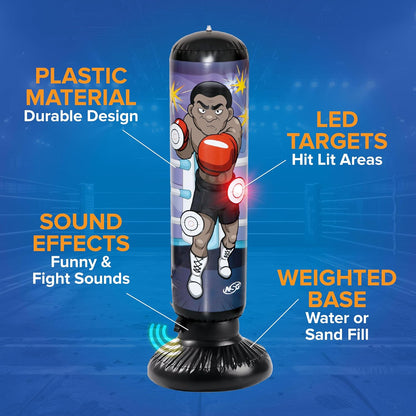 Electronic Jr Boxing Kickboxing Punch Bag with LED Lights and Sounds
