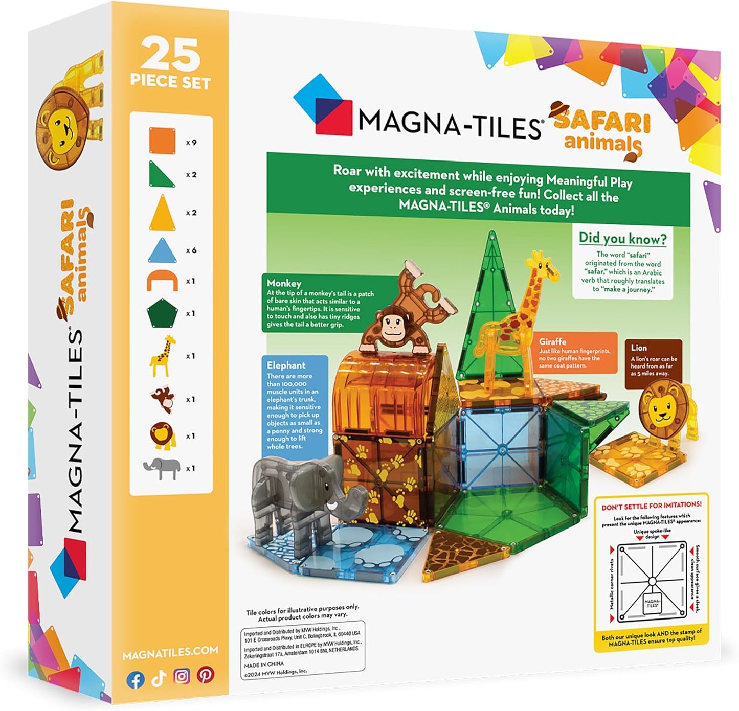 Magnatiles Safari Animals 25 piece set