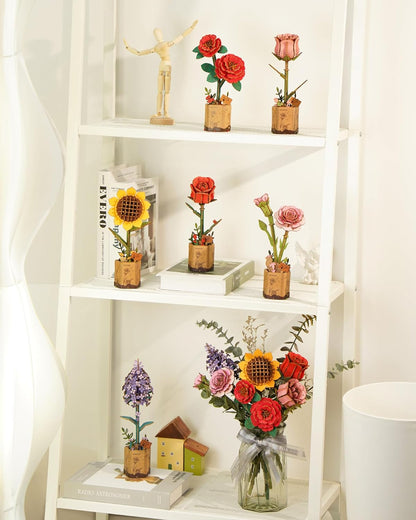 3D Puzzles, Wooden Artificial Flower. Red Rose