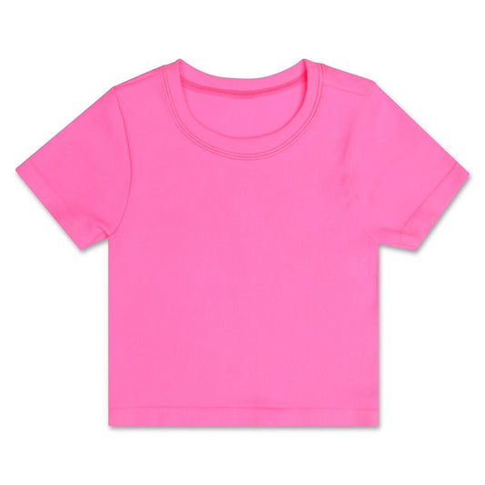 Bright Pink Ribbed Short Sleeve Shirt M/L