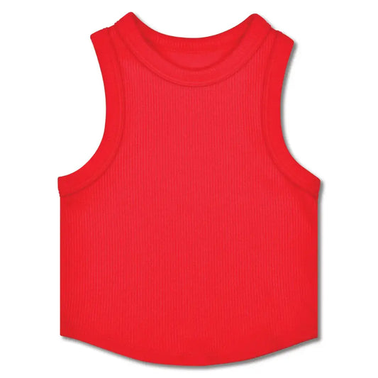 Cherry Red Cropped Ribbed Racerback Tank Top Medium/Large