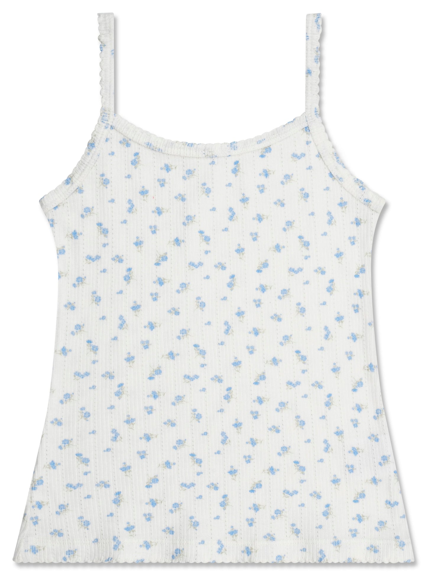 Blue Floral Pointelle Tank Top and Short Set Small