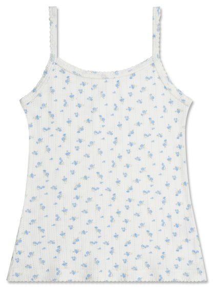 Blue Floral Pointelle Tank Top and Short Set Youth Medium