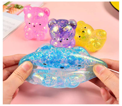 Cute Glitter  Bear Squishy Squeeze Toy Fidget Toy