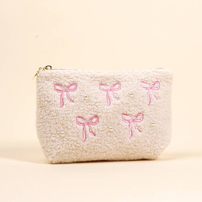 Teddy Pouch–Bows Pink