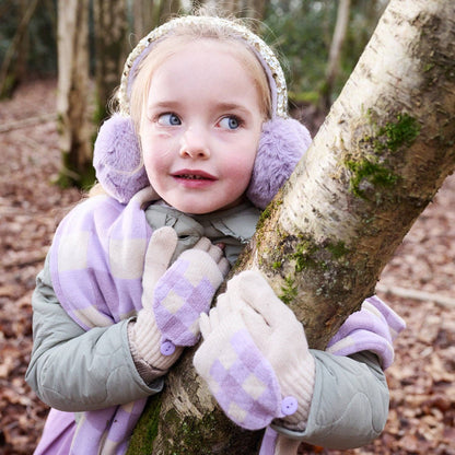 Gingham Knitted Gloves 3-6 Years
