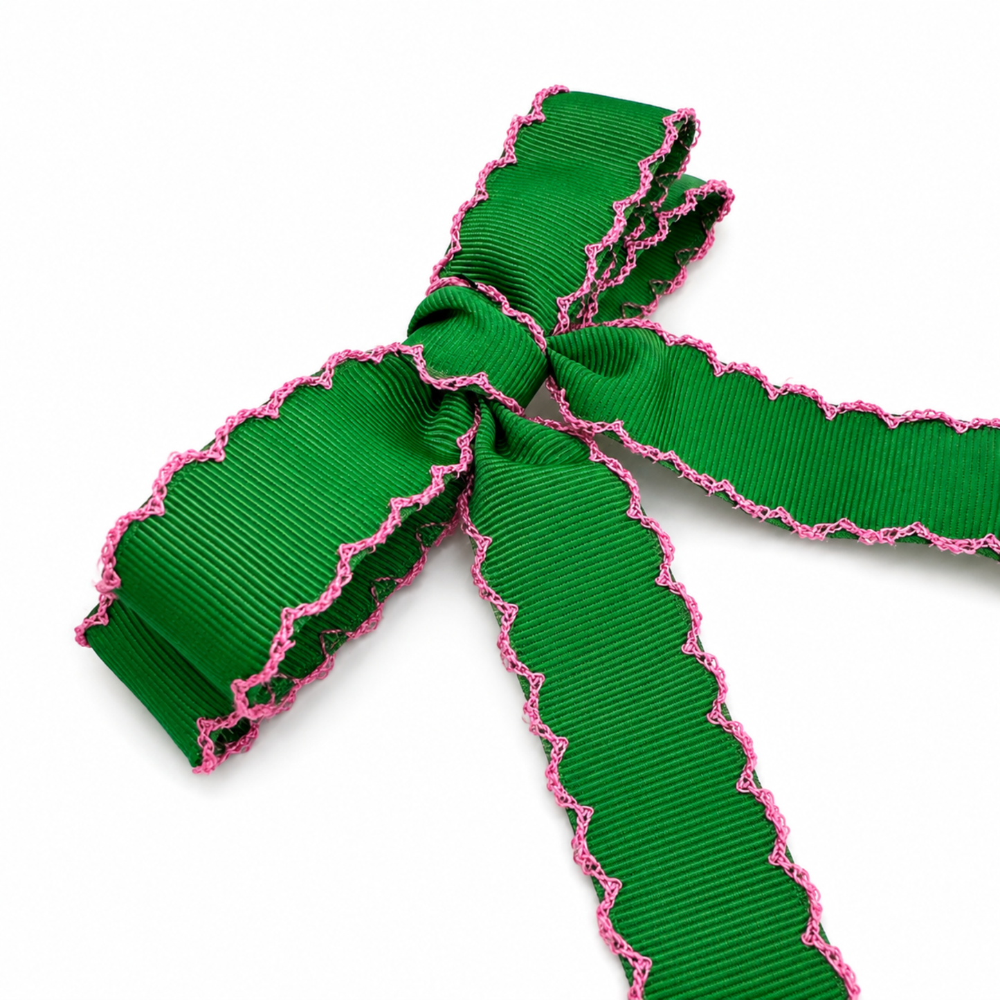 Scalloped Stitch Ribbon Bow Hair Clip – Playful Statement