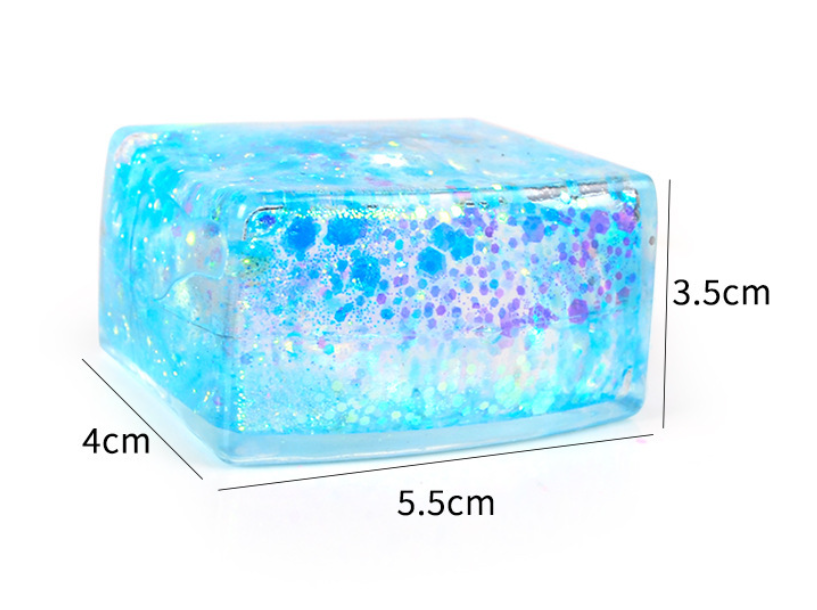 Tofu Shape Glitter Squishy Squeeze Toy Fidget Toy