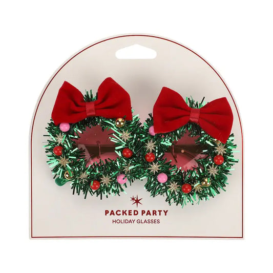 Fa La La Christmas Wreath Novelty Glasses