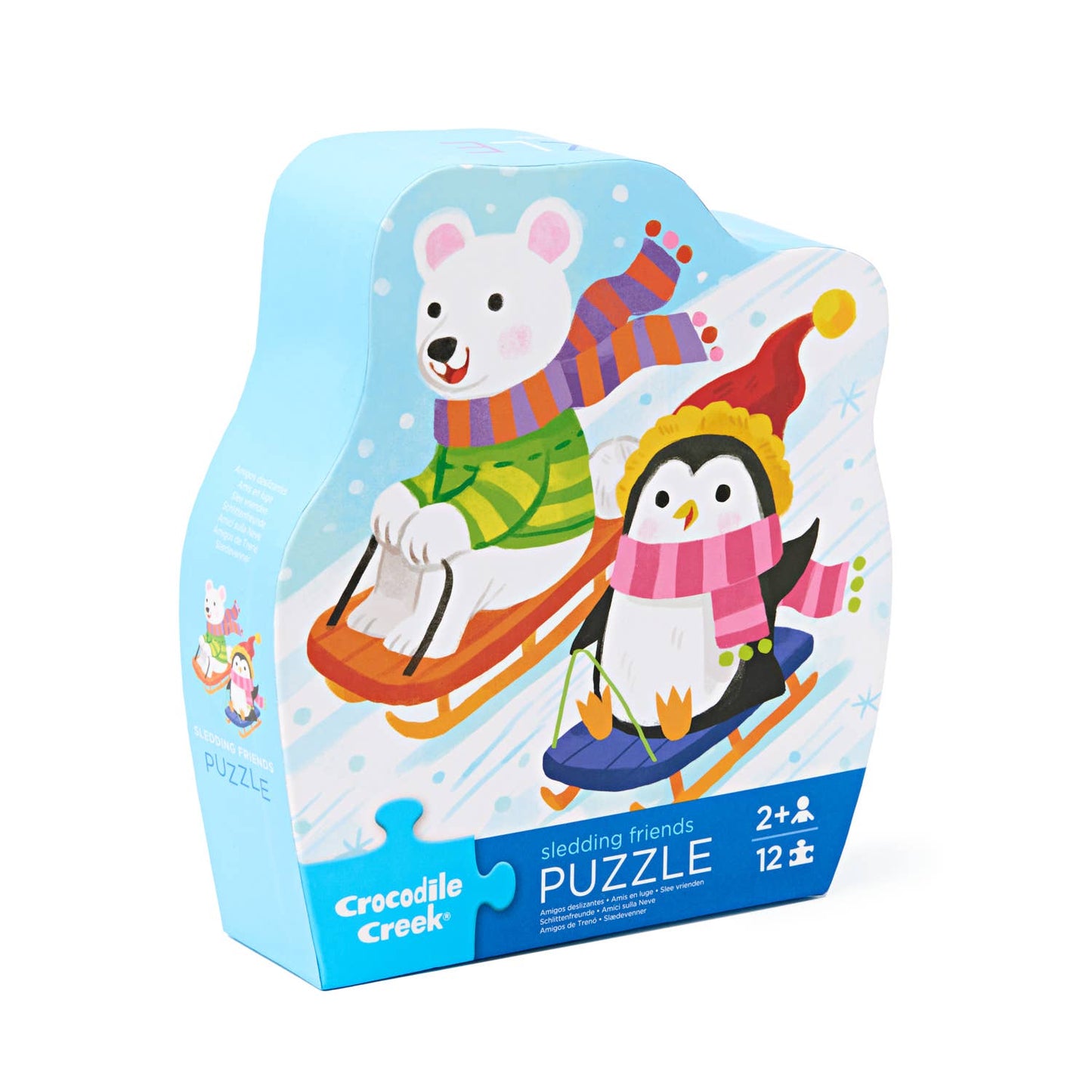 12-Piece Shaped Box Puzzle - Sledding Fun