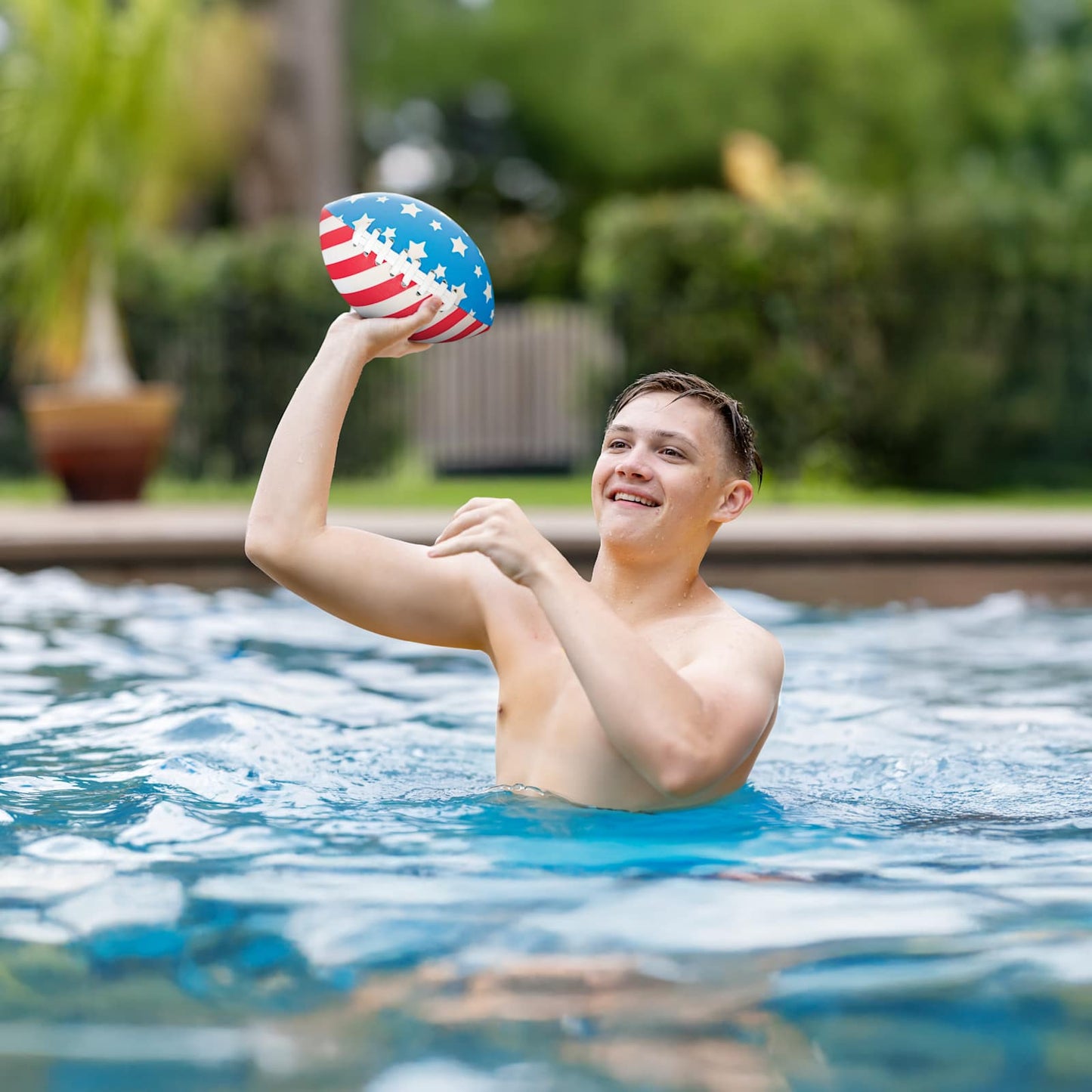 🏈 Patriotic Water Football – Stars, Stripes & Spirals