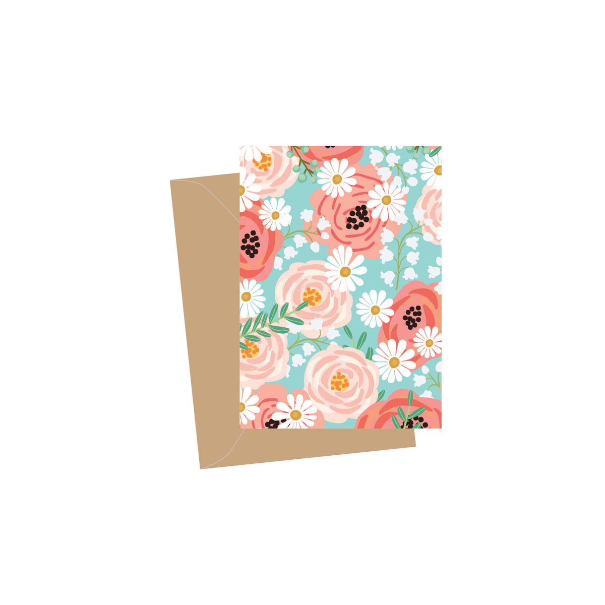 Mini Floral Rose Blank, Folded Enclosure Cards