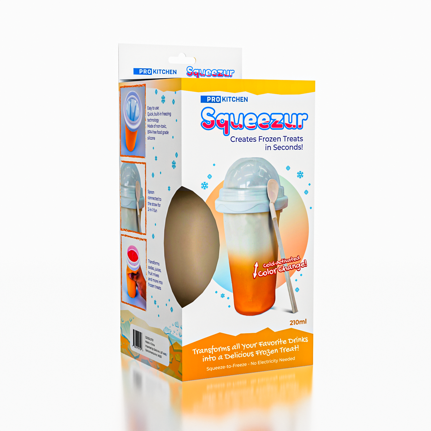 ProKitchen Squeezur Color-Changing Instant Slushie Maker Cup (1pc) Includes Straw/Spoon & Lid