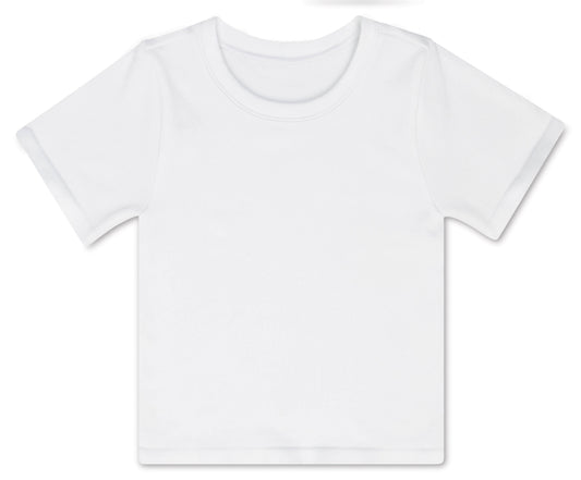 WHITE RIBBED SHORT SLEEVE SHIRT (SMALL / MEDIUM (7-10))