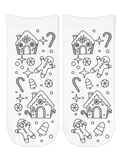 Ankle Socks - DIY Coloring Kit - Holiday Gingerbread Houses