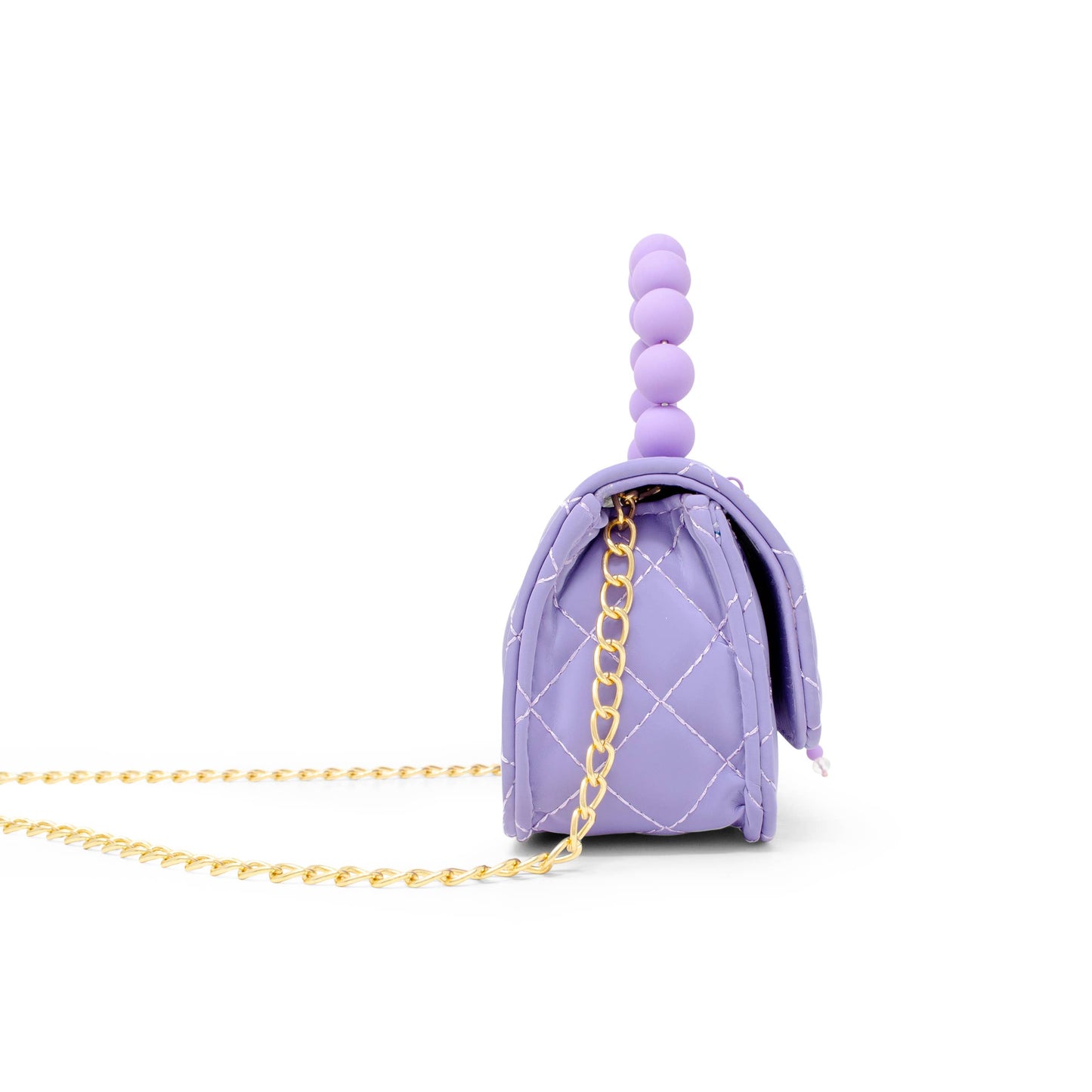 Pearl Handle Message Charm Handbag for Kids: Purple