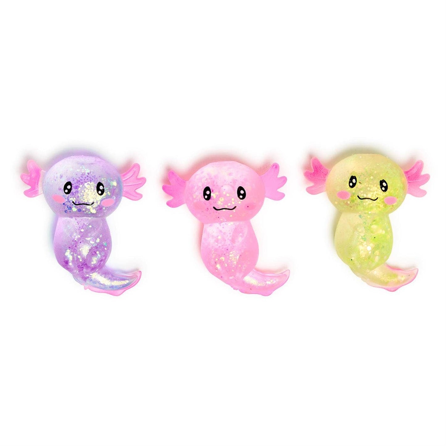 Squishy Glitter Axolotl Toy Unit with Bucket Display