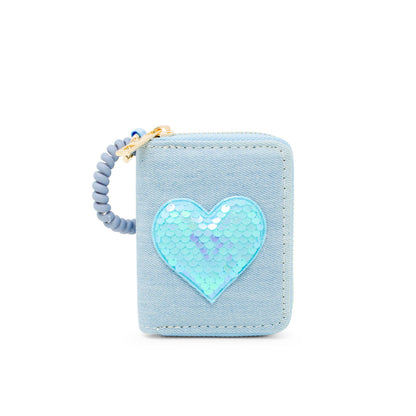 Sequin Heart Spiral Strap Wallet for Kids