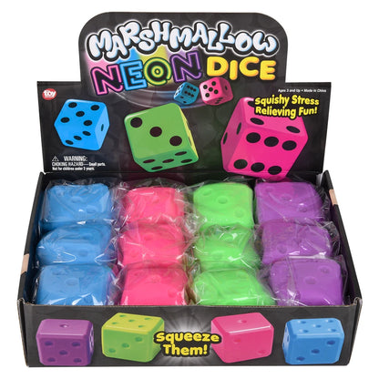Marshmallow Neon Dice 2"