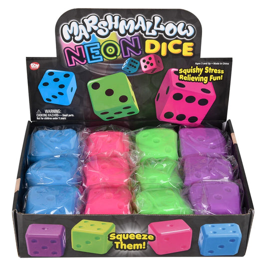 Marshmallow Neon Dice 2"