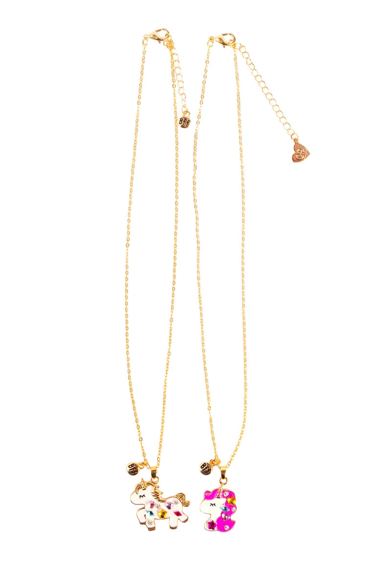 Bejewelled Unicorns Tear and Share Necklace