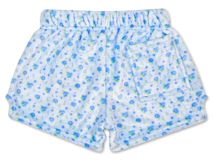Blue Ditsy Plush Shorts (Youth Medium (10-12))