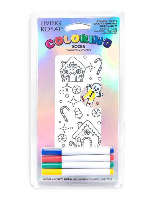 Ankle Socks - DIY Coloring Kit - Holiday Gingerbread Houses