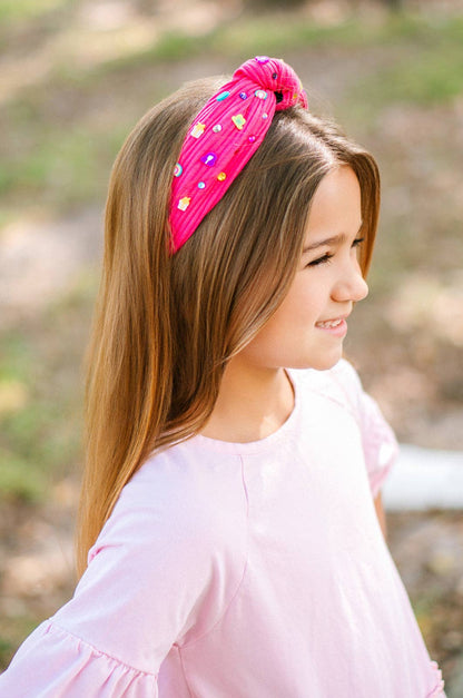 Beaded Headband - Lucky Charms Hot Pink