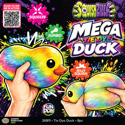 Fun Doh MEGA 5" Squishy Tie Dye Duck Toy Variety - 8/Display