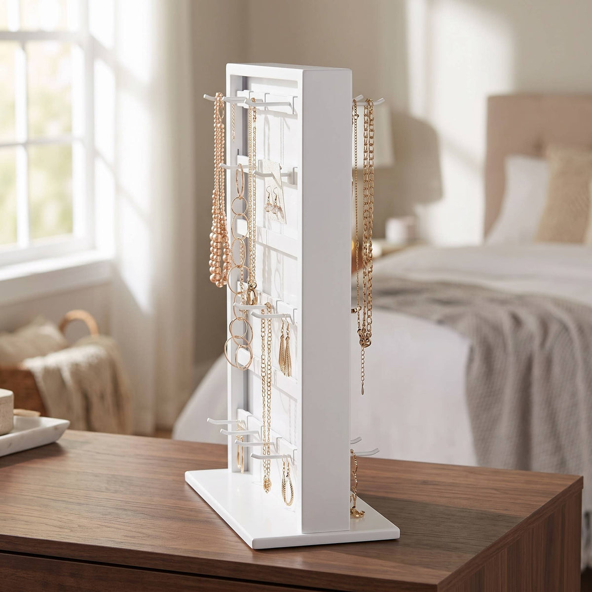 Rotating Metal 2-Sided Jewelry Spinner with 40 hooks