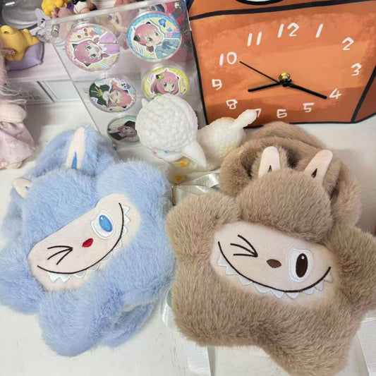 Labubu flower shape furry cute handbag