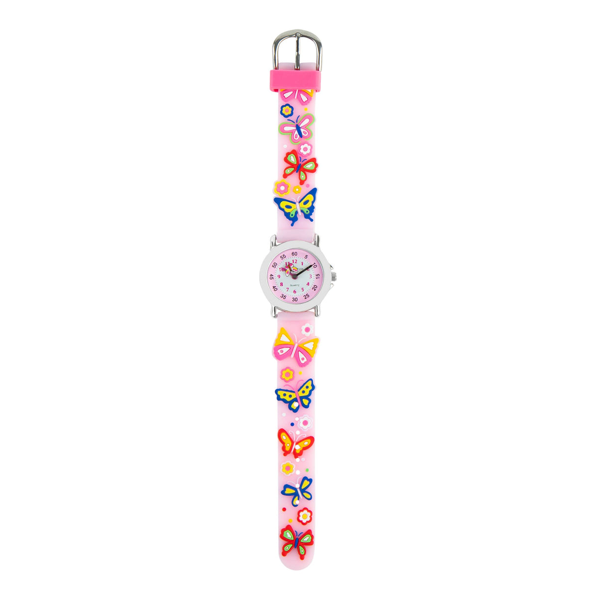pink children's quartz watches with butterflies