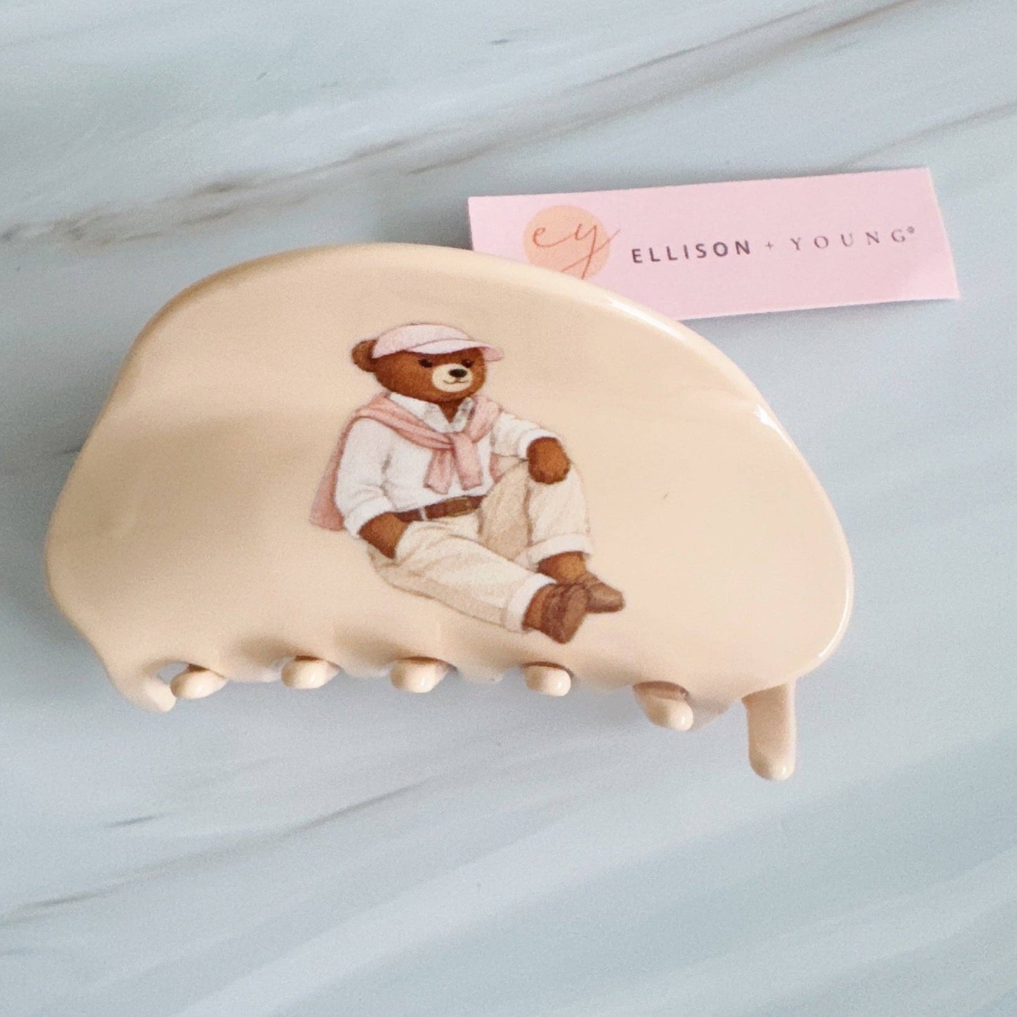 Preppy Bear Hair Claw – Charming Retro Style