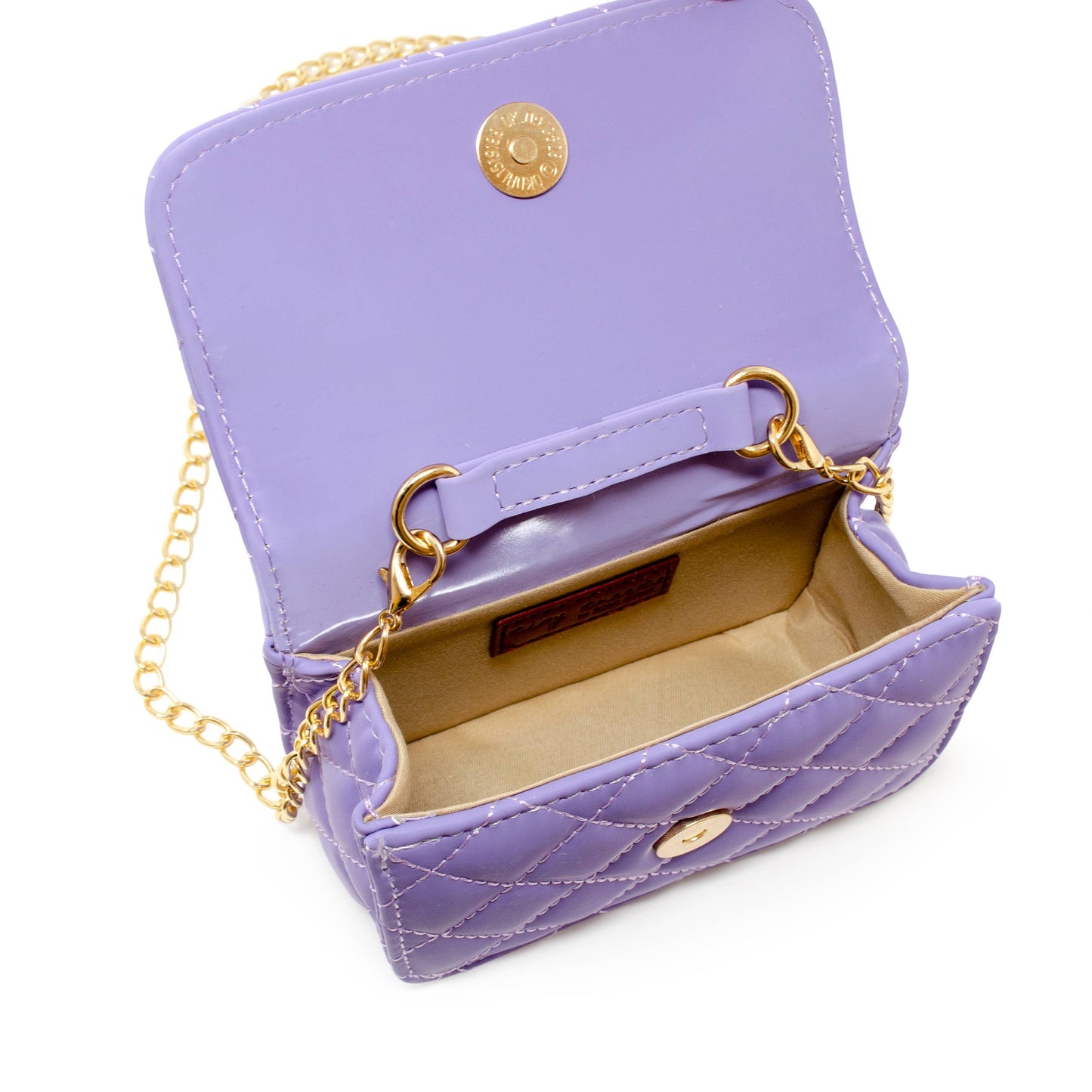 Pearl Handle Message Charm Handbag for Kids: Purple