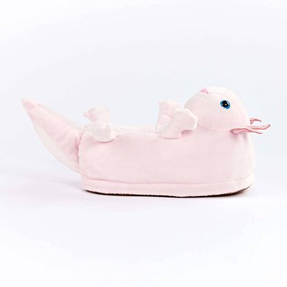 Lulu the Axolotl | Kid's Plush Animal Slippers with Grippers