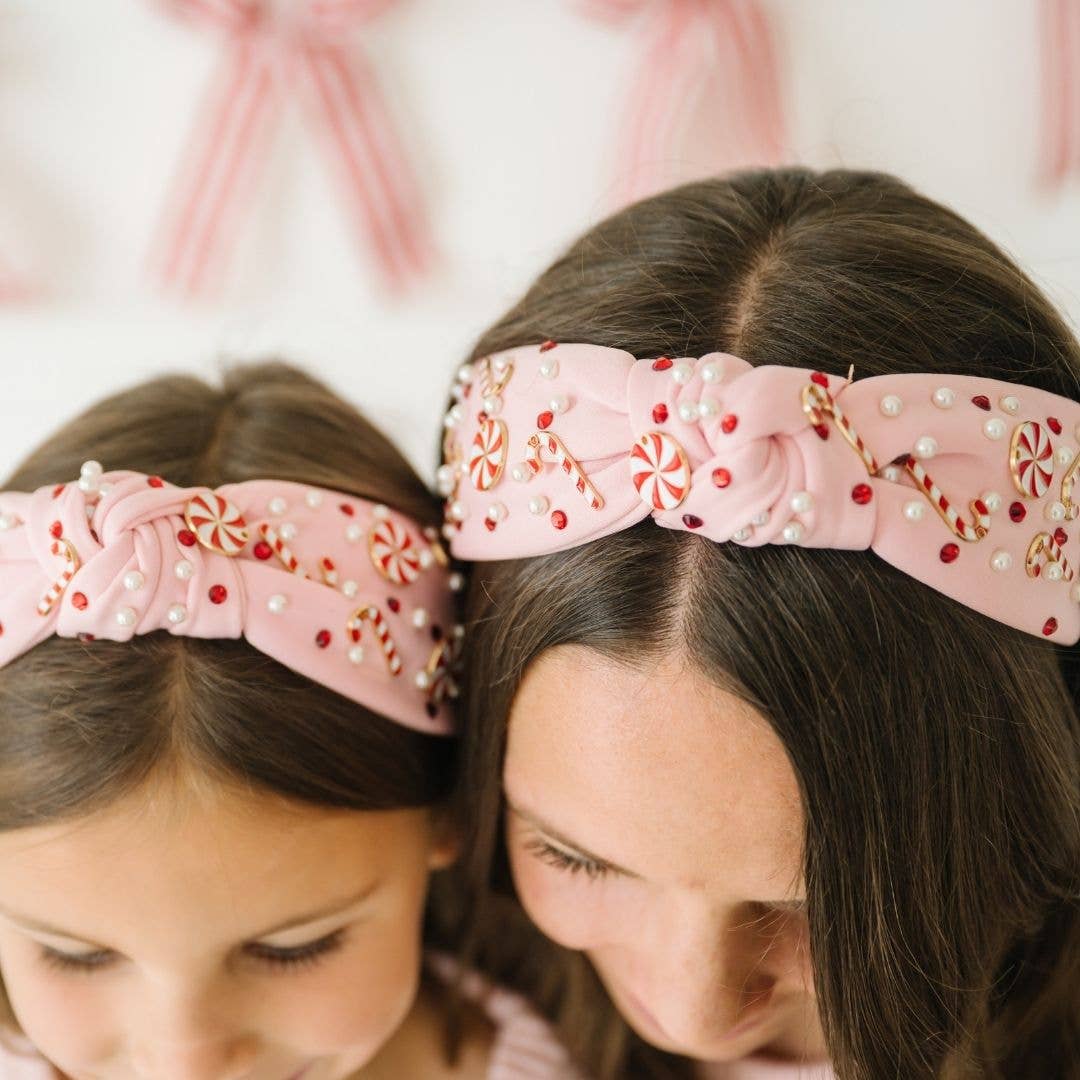 Candy Cane Christmas Gemstone Headband - Mommy and Me