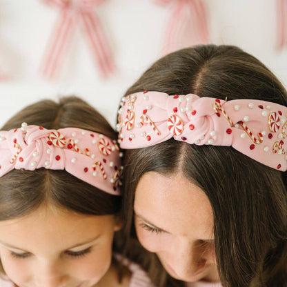 Candy Cane Christmas Gemstone Headband - Mommy and Me