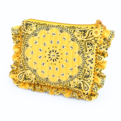 Ellison+Young Bandana Ruffle Everything Pouch, Quilted Cosmetic Case