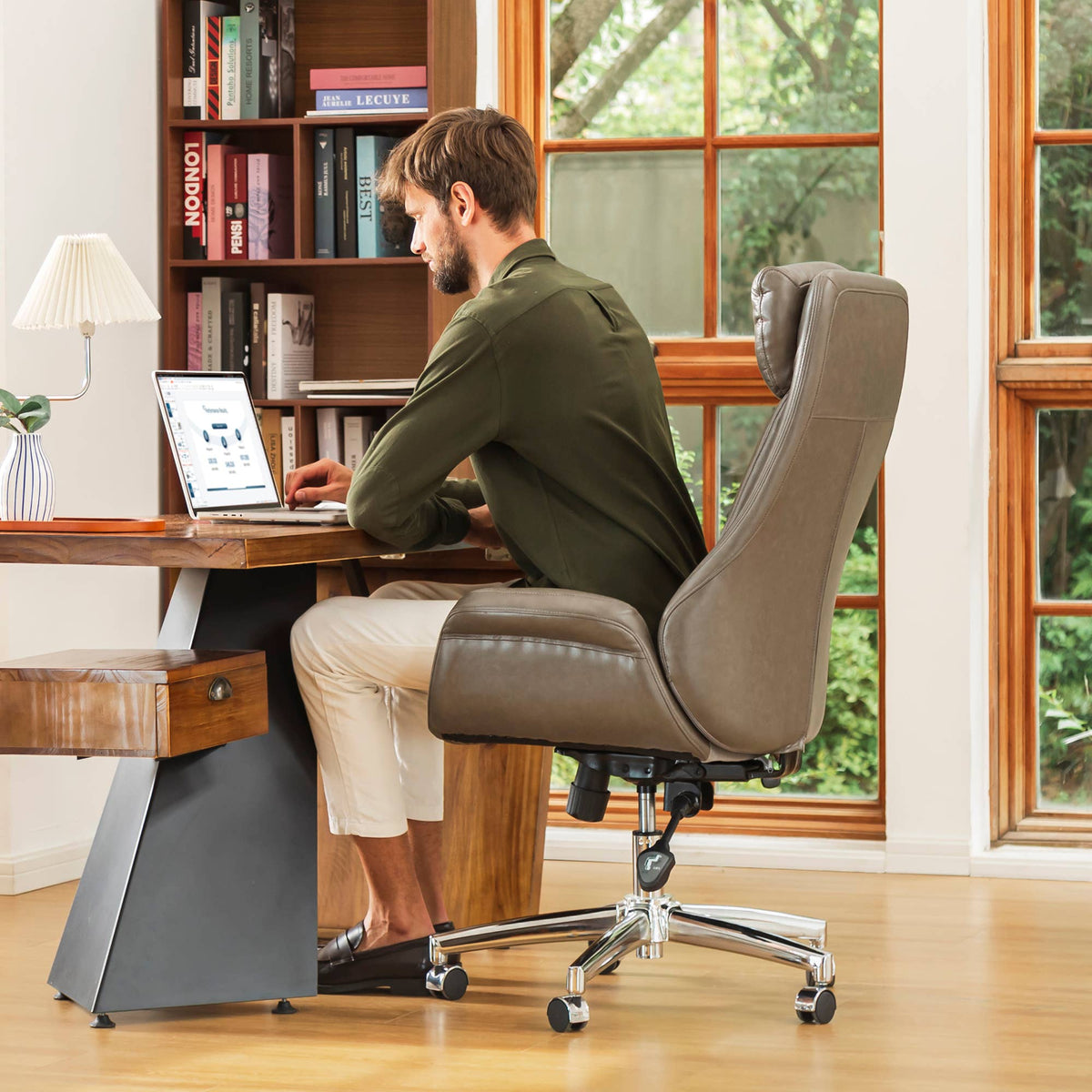 Mid-Century Modern Brownish Grey Office Chair