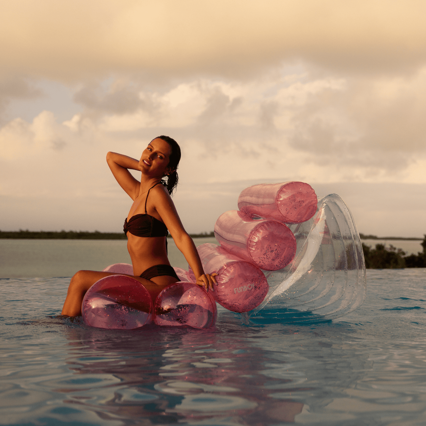Clear Pink Glitter Leisure Chair Pool Float