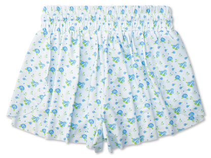 Blue Floral Butterfly Shorts (Youth Large (14))