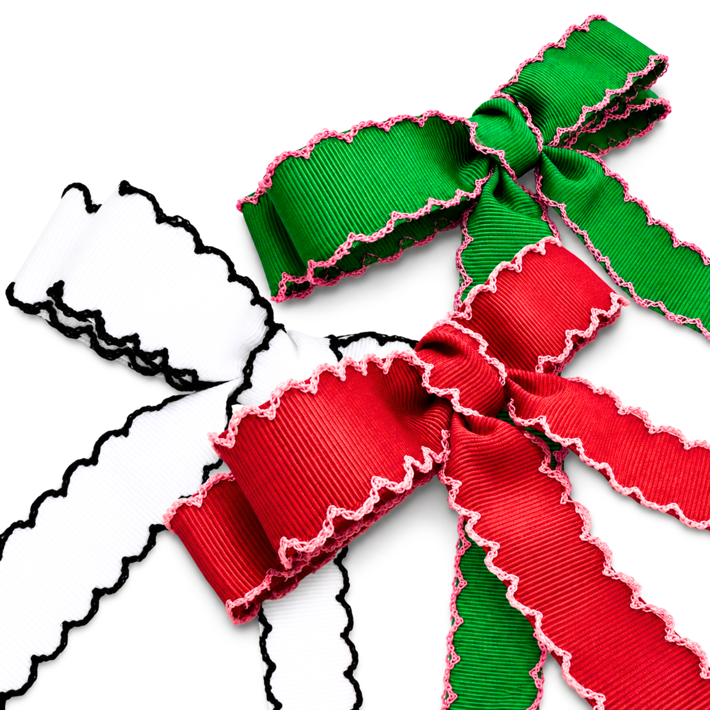 Scalloped Stitch Ribbon Bow Hair Clip – Playful Statement