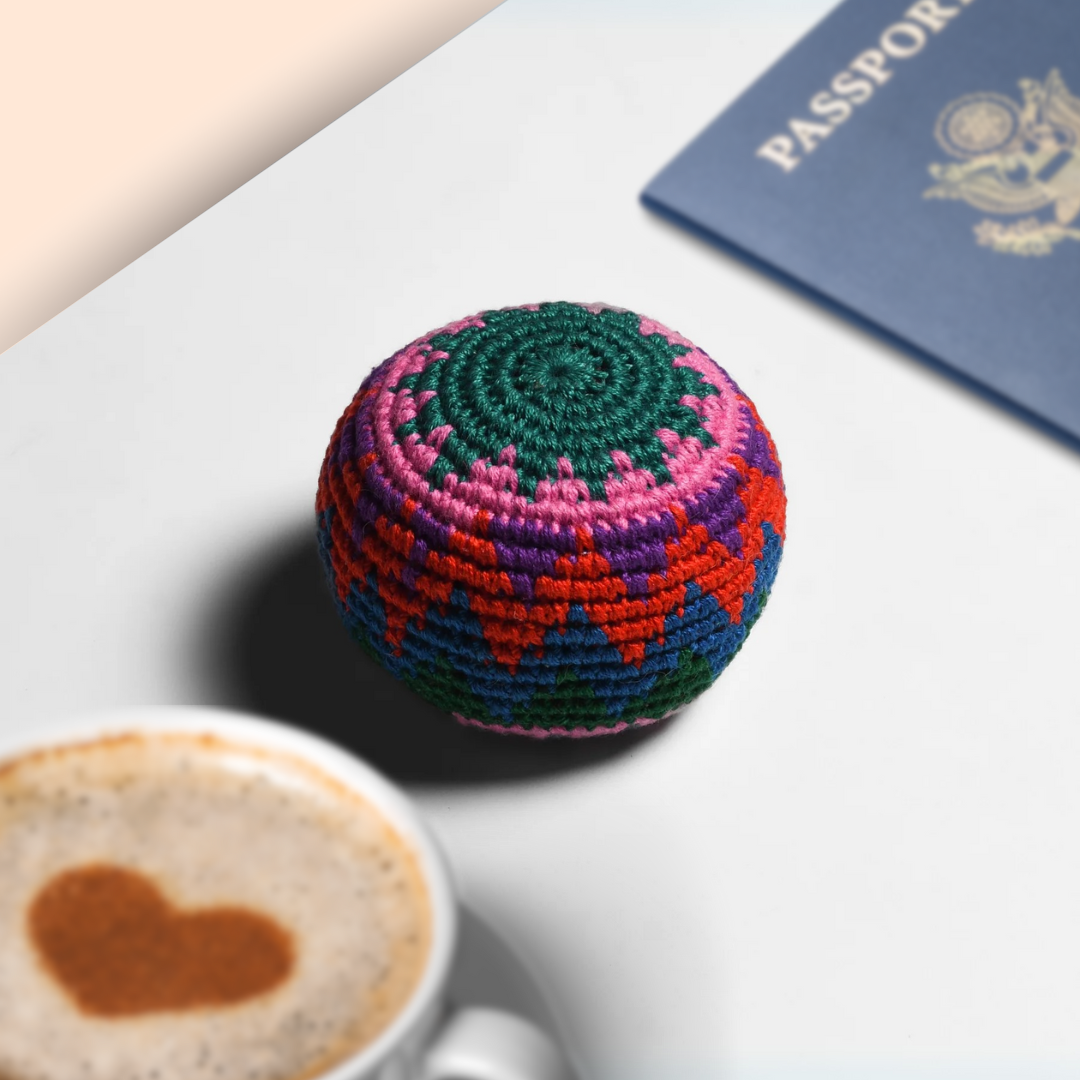 Knit Multicolor Hacky Sack Stress Ball Foot Sack Crochet - Guatemala / Mexico